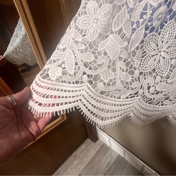 LIKE NEW Romeo & Juliet Couture Blue and White Floral Crochet Lace Dress - Picture 5 of 10